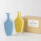 【Gift set】 Oda Pottery  hanairo bordered vase - Turkey Blue & Mustard