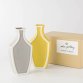 【Gift set】 Oda Pottery  hanairo bordered vase - Gray & Mustard