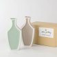 【Gift set】 Oda Pottery  hanairo bordered vase - Celadon & Pink beige