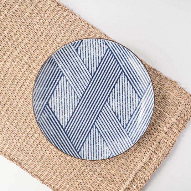 Indigo Stripe 7.0 Plate - Traditional Japanese Pattern